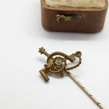 Victorian Gilt Metal Riding Crop & Spurs Good Luck Stick Pin c1860 Antique