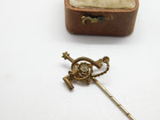 Victorian Gilt Metal Riding Crop & Spurs Good Luck Stick Pin c1860 Antique