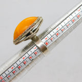 Sterling Silver Baltic Butterscotch Amber Statement Ring Vintage c1970 Size N