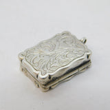 Victorian Sterling Silver Floral Vinaigrette Antique 1857 Birmingham