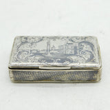 19th Century Russian Silver Niello City Scene Snuff Box Antique 1851 Moscow
