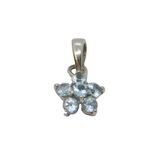 Sterling Silver Light Blue Topaz Simplistic Flower Charm Pendant Vintage c1970s