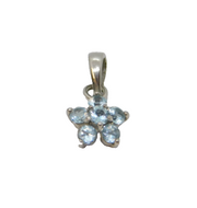 Sterling Silver Light Blue Topaz Simplistic Flower Charm Pendant Vintage c1970s