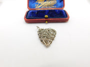 Sterling Silver Distressed Wire Heart Charm Pendant Vintage c1970