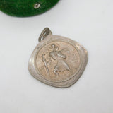 Sterling Silver 'St Christopher Protect Us' Charm Pendant Vintage c1970