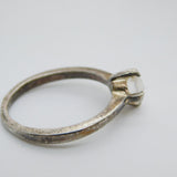Sterling Silver Solitaire Style Ring With Diamond Paste Vintage c1970 Size N
