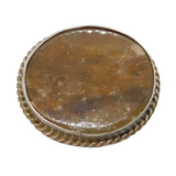 Victorian Sterling Silver & Agate Set Button Brooch Antique c1890s
