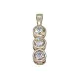 Sterling Silver Triple Round CZ Stick Charm Pendant Contemporary c2000s