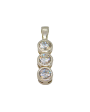 Sterling Silver Triple Round CZ Stick Charm Pendant Contemporary c2000s