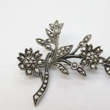 Sterling Silver Marcasite Set Floral Dress Brooch Pin Antique c1930 Art Deco