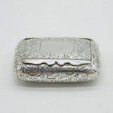 Victorian Sterling Silver Floral Pattern Snuff Box Antique 1889 Birmingham