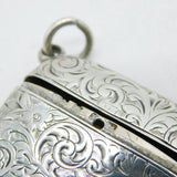 Victorian Sterling Silver Floral Hidden Image Vesta Case Antique 1874 Birmingham