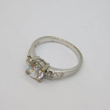 Sterling Silver Triple Paste Set Chevron Pattern Ring Vintage c1990 Size Q 1/2