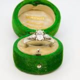 Sterling Silver Three Crystal Set Band Ring Vintage c1970 Size O