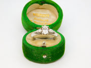 Sterling Silver Three Crystal Set Band Ring Vintage c1970 Size O