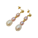 Pair of 9ct Yellow Gold Akoya Pearl Drop Stud Earrings Vintage c2000s