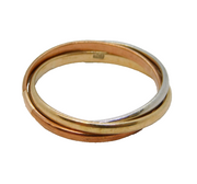 Art Deco 9ct Tri-Colour Gold Trinity Wedding Ring Antique c1930s Art Deco