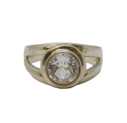 Sterling Silver Faceted Spinel Set Dress Ring Vintage c1970 Size S 1/2 UK