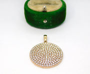 Sterling Silver Pave Set CZ Double-Sided Charm Pendant Vintage c1970