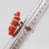 Sterling Silver Chunky Red Jasper Studio Statement Ring Vintage c1970 Size Q 1/2