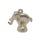 Sterling Silver Circus Elephant on Stand Charm Pendant Vintage c1970
