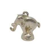Sterling Silver Circus Elephant on Stand Charm Pendant Vintage c1970