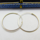 Pair of Sterling Silver Minimal Hoop Earrings Vintage c1970