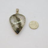 Sterling Silver Crystal Quartz With Black Inclusion Pendant Vintage c1970s