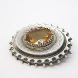 Victorian Sterling Silver & Citrine Sweetheart Brooch Antique c1860 Kitemark