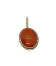 Dutch .835 Silver Jansen, Post & Cocx Red Agate Oval Pendant Antique c1930s