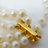 J. Köhle 9ct Gold & Cultured Pearl Triple Strand Necklace Vintage c1960s