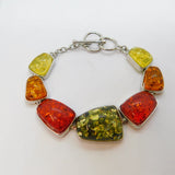 Sterling Silver Multi-Colour Baltic Amber Graduating Bracelet Vintage c2000