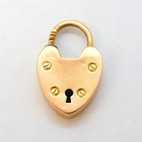 Edwardian 9ct Gold Heart Lock Pendant or Bracelet Clasp Antique 1908 Chester