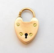 Edwardian 9ct Gold Heart Lock Pendant or Bracelet Clasp Antique 1908 Chester