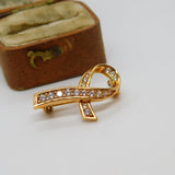 Gold on Sterling Silver & Paste Set Knot Form Brooch Pin Vintage c1990