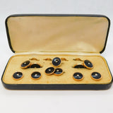 Art Deco Rolled Gold, Enamel & Pearl Buttons & Studs Set Antique c1920s