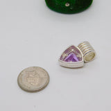 Sterling Silver Faceted Amethyst Drop Charm Pendant Vintage c1970