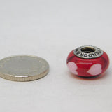 Sterling Silver Heart Painted Bead Charm Pendant Vintage c1970