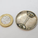Victorian Sterling Silver Floral Decorated Sweetheart Brooch Antique c1880s