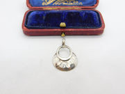 Sterling Silver Planished Drop Charm Pendant Vintage c1970