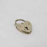 Sterling Silver Heart Lock Clasp Charm Pendant Vintage c1970