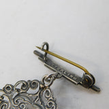 Art Deco Sterling Silver & Pink Paste Set Lapel Brooch Antique c1930s