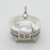 Edwardian Sterling Silver Pierced Floral Mustard Pot Antique 1905 Birmingham