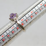 Sterling Silver Amethyst & White Topaz Cluster Dress Ring Vintage c1970 Size M