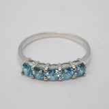 9ct White Gold & Five-Stone Blue Zircon Dress Ring Vintage 2006 Birmingham