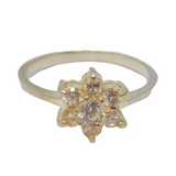 Sterling Silver Paste Set Flower Dress Ring Vintage c1970 Size R 1/2