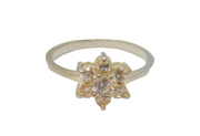 Sterling Silver Paste Set Flower Dress Ring Vintage c1970 Size R 1/2
