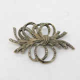 Sterling Silver Marcasite Set Bow Brooch Antique c1930 Art Deco