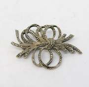 Sterling Silver Marcasite Set Bow Brooch Antique c1930 Art Deco