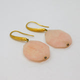Pair of Gold On Sterling Silver Faceted Rose Quartz Drop Earrings Vintage c1970